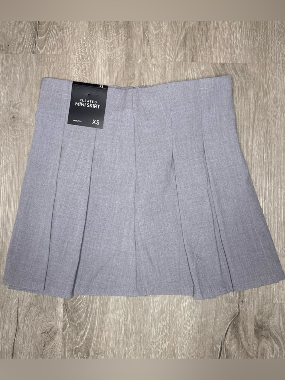 Pleated Mini Skirt -  Gray XS